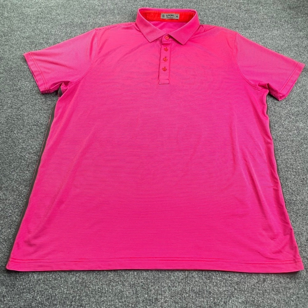 G/FORE Polo Shirt Mens XL Pink Striped Short Sleeve Golf Performance